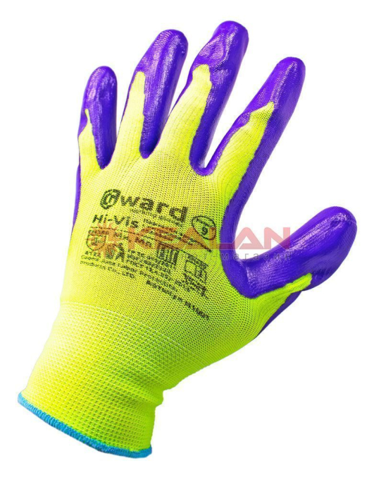 GWARD Hi-Vis перчатки нейлоновые с нитриловым покрытием, 9/L