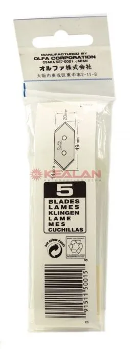 OLFA OL-MCB-1 лезвия для ножа MC-45/2B, 20(14)х49х0,3 мм., 5 шт.