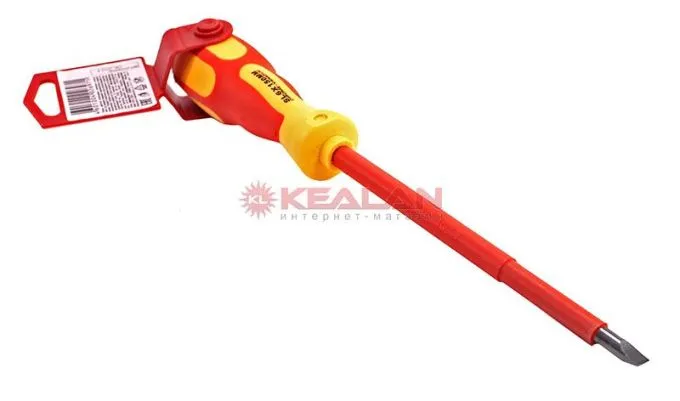 REXANT 12-4714 отвертка шлицевая диэлектрическая SL6х150мм, до 1000В, двухкомпонентная рукоятка