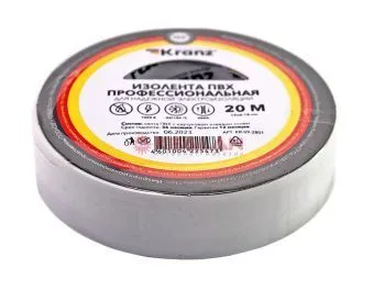 KRANZ изолента белая, 0.18 мм, 19 мм, 20 м.