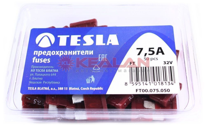 TESLA FT7,5 предохранитель ножевого типа, стандарт, 50 шт.