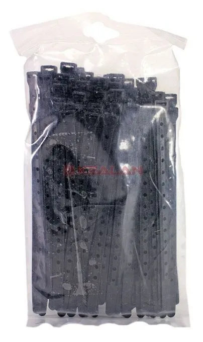 Fortisflex 200x10 стяжка нейлоновая с отверстиями под винт черная, 100 шт.