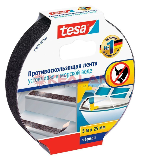 tesa 55583 противоскользящая лента черная, 25 мм, 5 м.