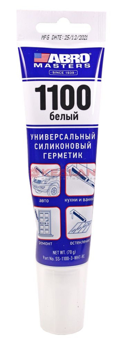 ABRO MASTERS SS-1100-3-WHT-RE герметик силиконовый, белый, 70 г.