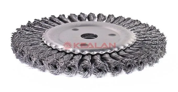 KRANZ KR-91-1247 щетка дисковая для УШМ, крученая стальная проволока, 200 мм, отв. 22,23 мм