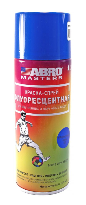 ABRO MASTERS SPF-105-AM-R краска-спрей флуоресцентная синяя, 272 мл.