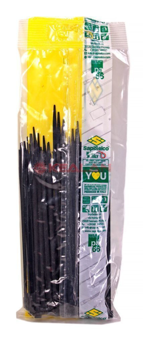 SapiSelco SEL.3.210R стяжки кабельные стандартные, черные, 140x3,5 мм, 100 шт.