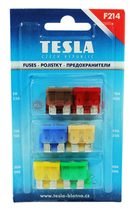 TESLA F214 набор предохранителей ножевого типа, стандарт, 12 шт.