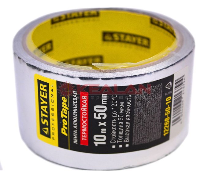 STAYER 12268-50-10 алюминиевая лента, до 120°С, 50 мкм, 50 мм х 10 м.