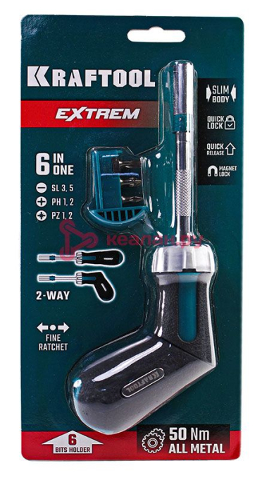 KRAFTOOL EXTREM реверсивная отвертка с битами, набор, 6 шт.