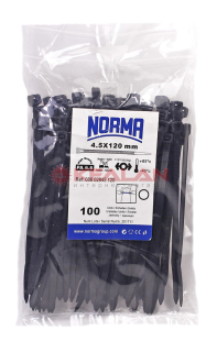 Картинка NORMA CH CT 120x4.5 хомут-стяжка полиамид 6.6, морозостойкий, черный, 100 шт. от интентернет-магазина КЕАЛАН