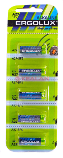 Ergolux LR27А алкалиновая батарейка, в блистере 5 шт.