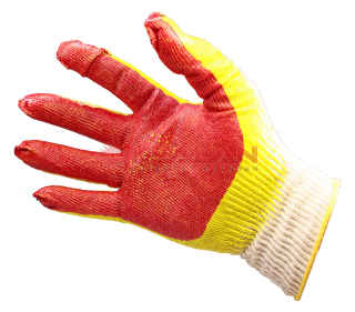 SIZN перчатки рабочие ХБ с двойным покрытием, красный латекс
